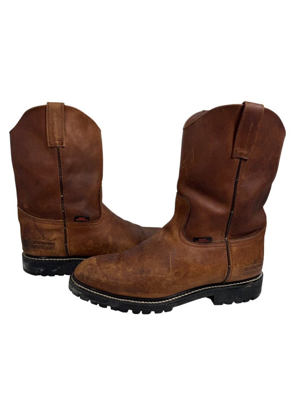 Los Altos Mens Brown Leather Work Boots Size 11 Rugged Sole Western Style Mexico